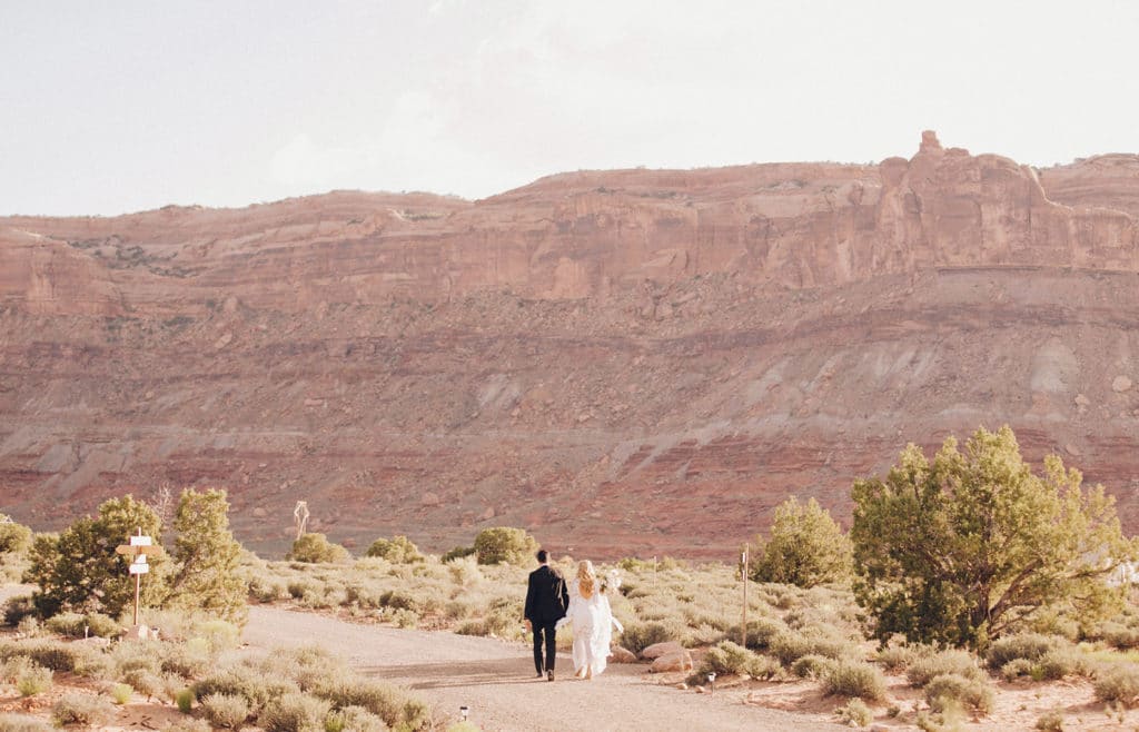 bride and groom canyon walk