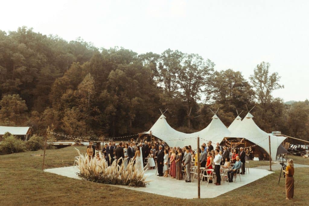 Under canvas smoky mountains Tennessee wedding venue