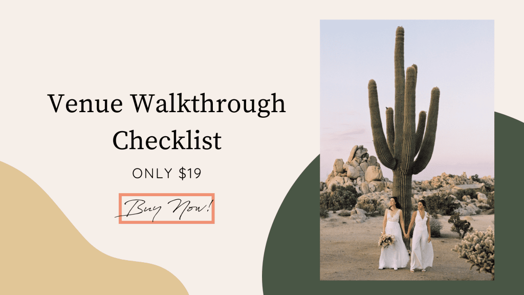 Buy the wedding venue walkthrough checklist for only $19